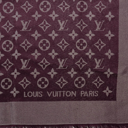 Louis Vuitton Silk Lurex Wool Monogram Shine Shawl Amarante 4 of 5