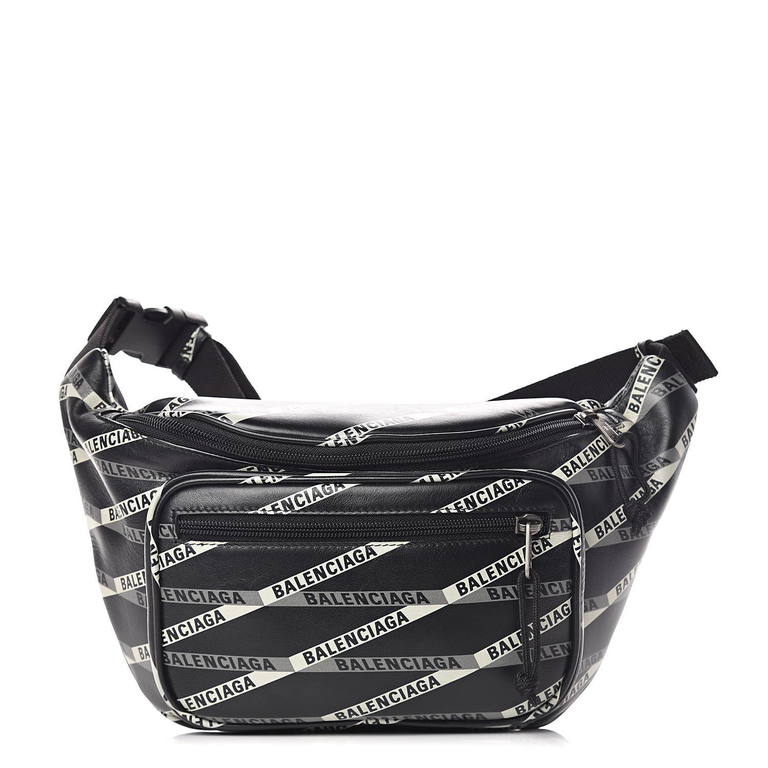 Balenciaga Smooth Calfskin Losange Monogram Explorer Belt Bag Black Grey 1 of 8