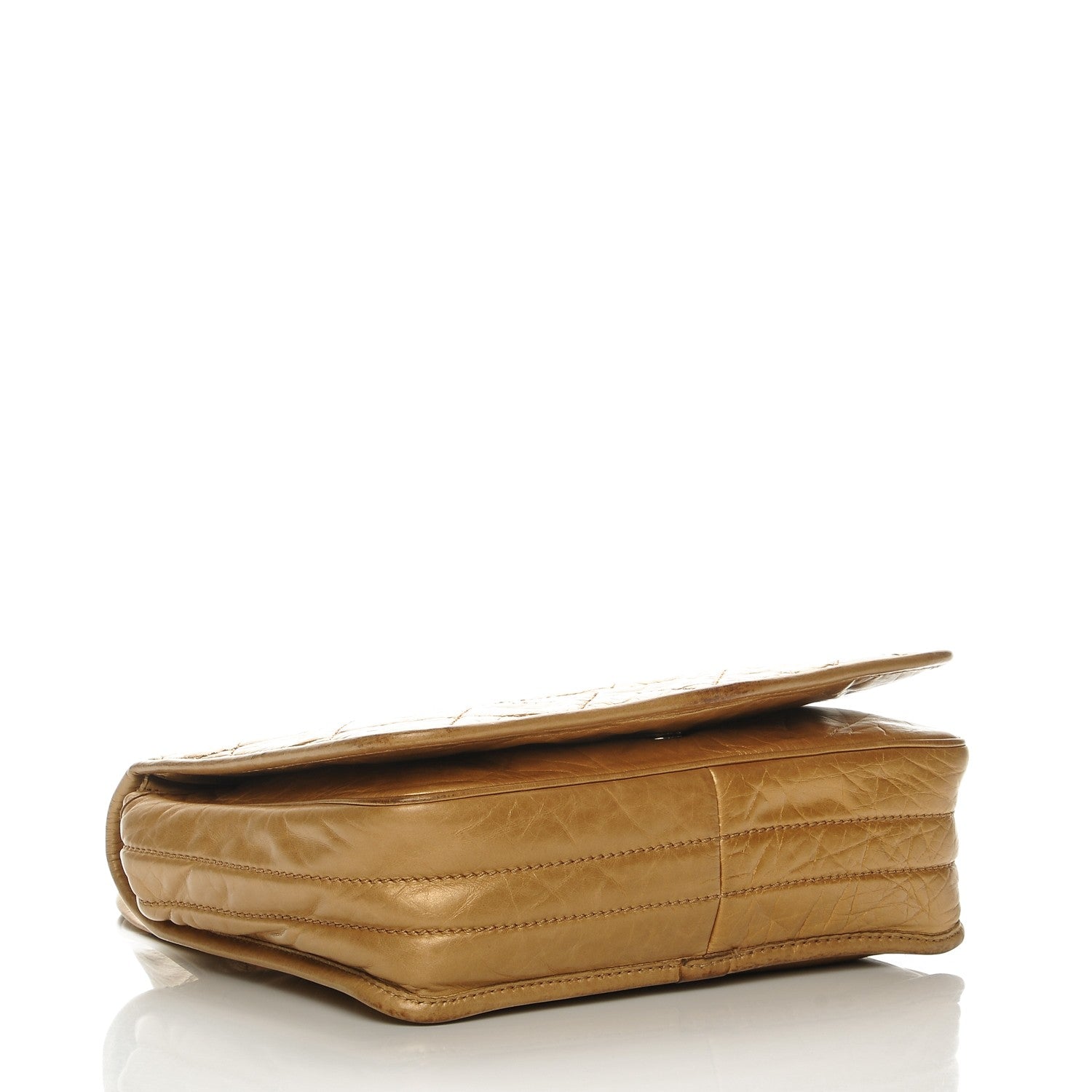 Chanel Aged Calfskin Quilted Vintage Ligne Messenger Flap Gold 4 of 10