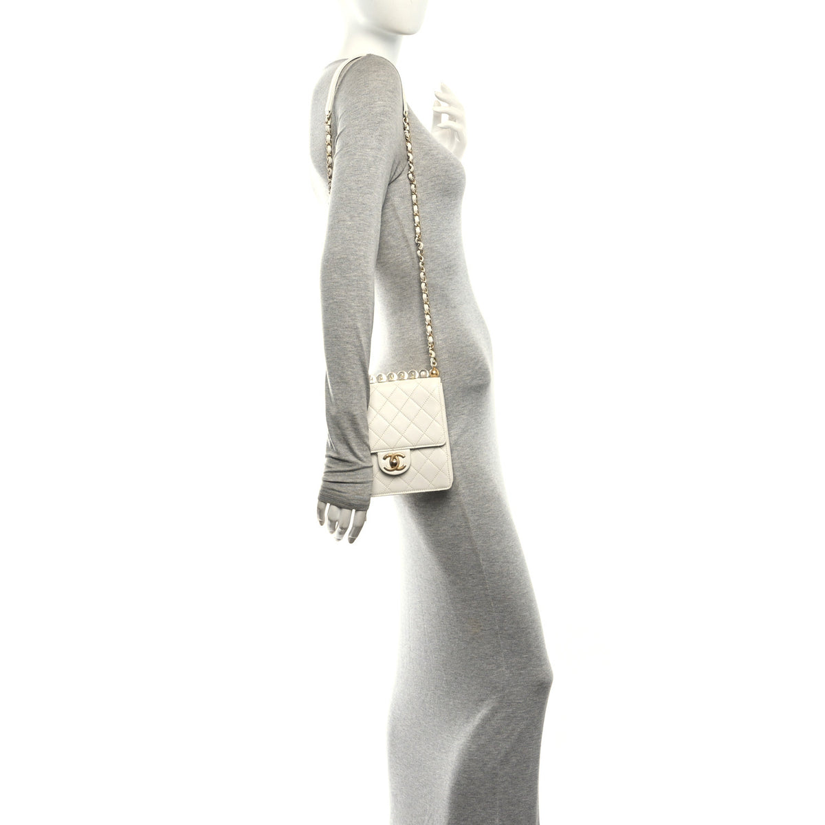 Chanel Goatskin Quilted Chic Pearls Flap White 2 of 10