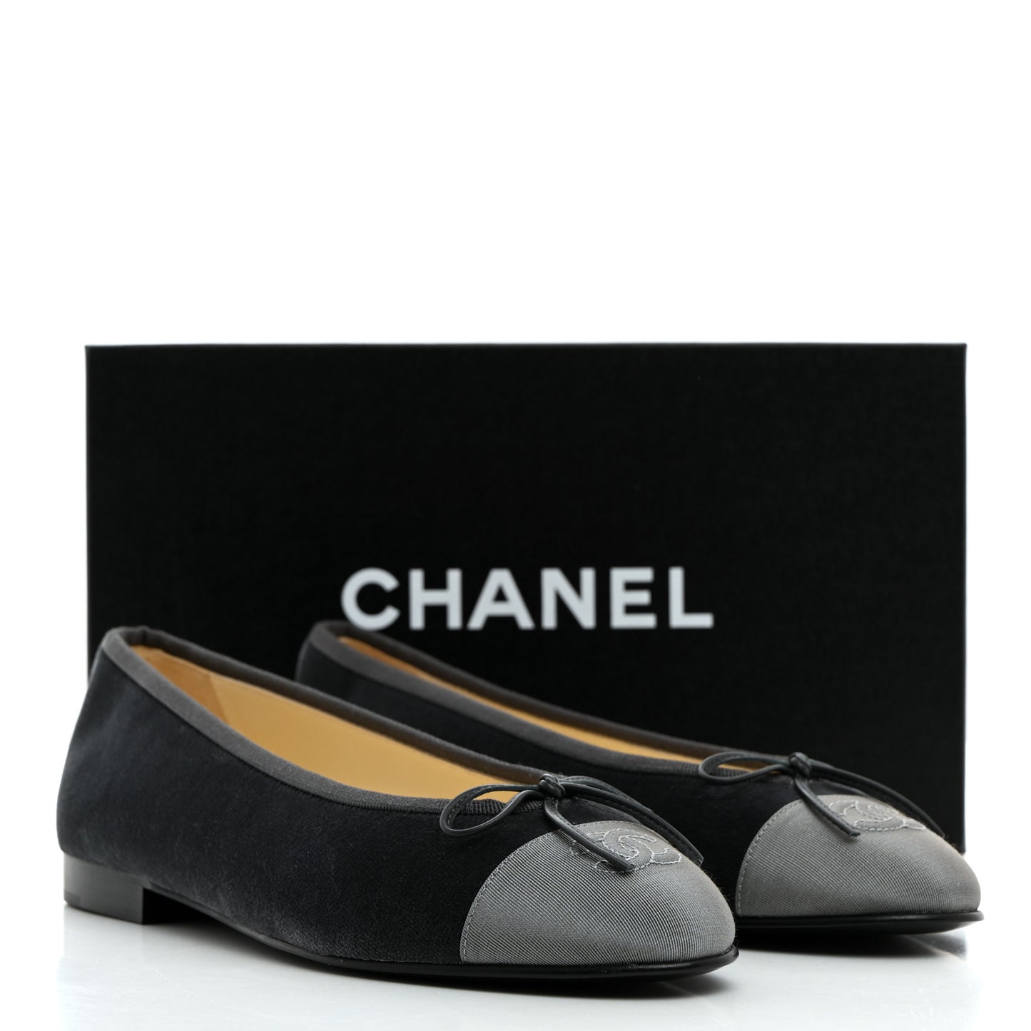 Velvet Cap Toe Ballerina Flats 39 Grey