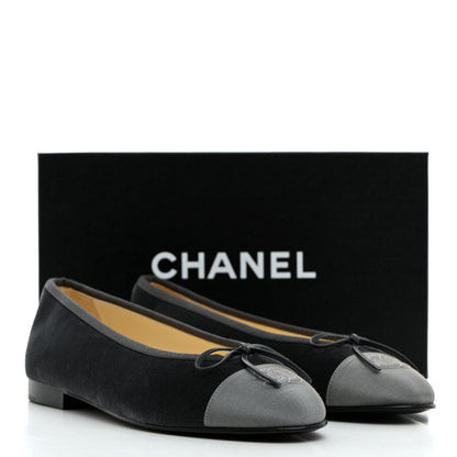 Chanel Velvet Cap Toe Ballerina Flats 39 Grey 9 of 9