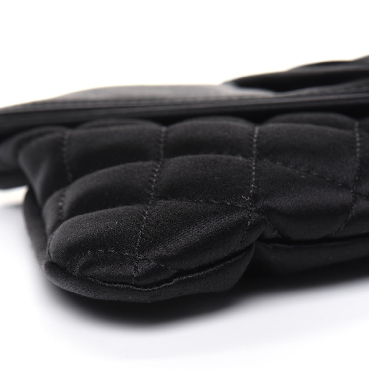 Chanel Satin Quilted Flap Clutch Black 10 of 14