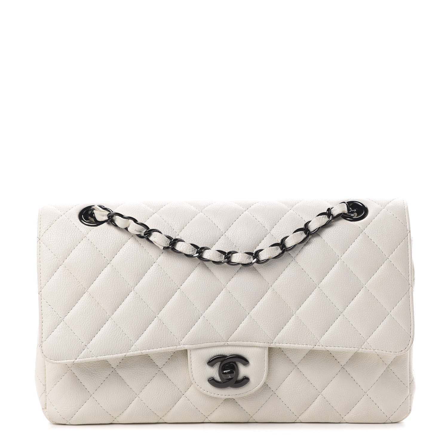 Chanel Crumpled Calfskin Quilted Medium Double Flap White 1 of 14