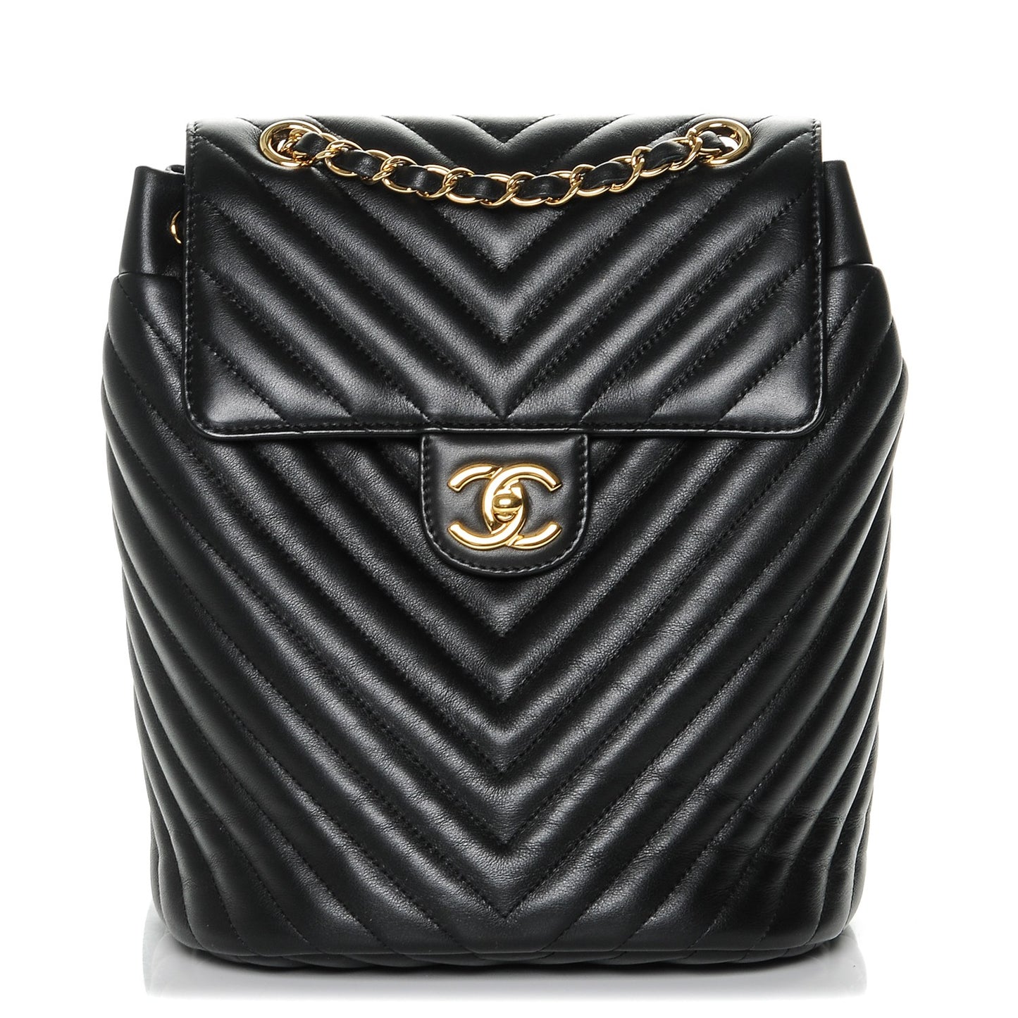 Calfskin Chevron Quilted Small Urban Spirit Backpack Black