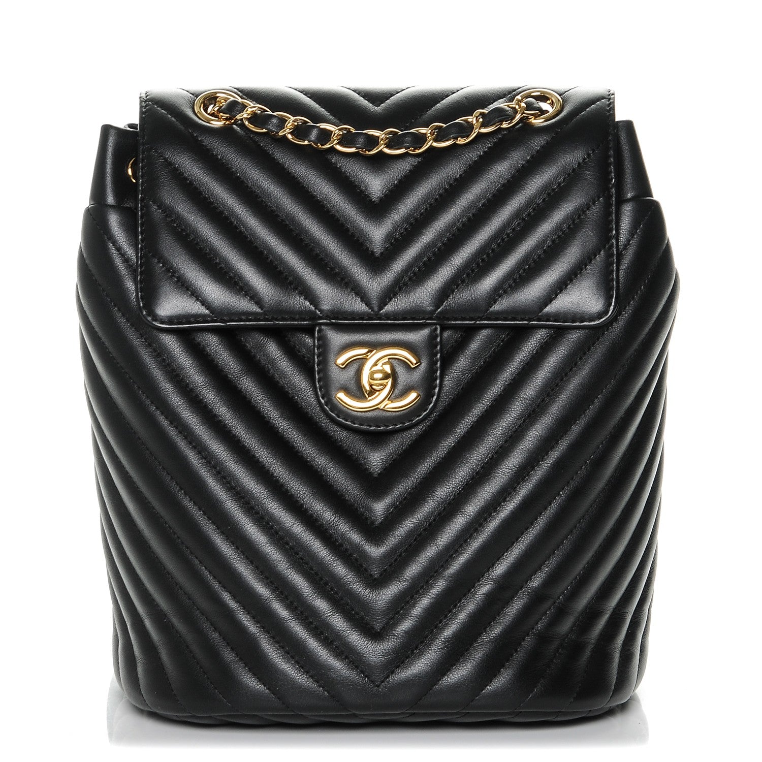 Chanel Calfskin Chevron Quilted Small Urban Spirit Backpack Black 1 of 7