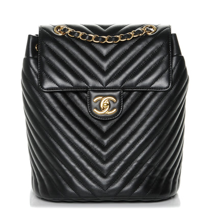 Chanel Calfskin Chevron Quilted Small Urban Spirit Backpack Black 1 of 7
