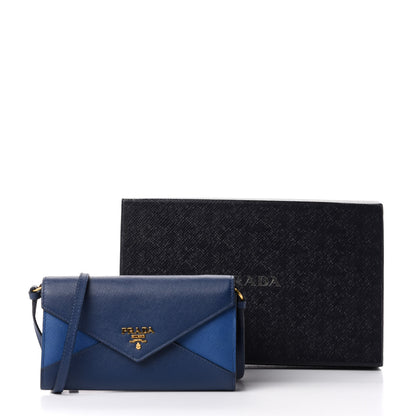 Prada Saffiano Envelope Crossbody Wallet Bluette Azzurro 8 of 8