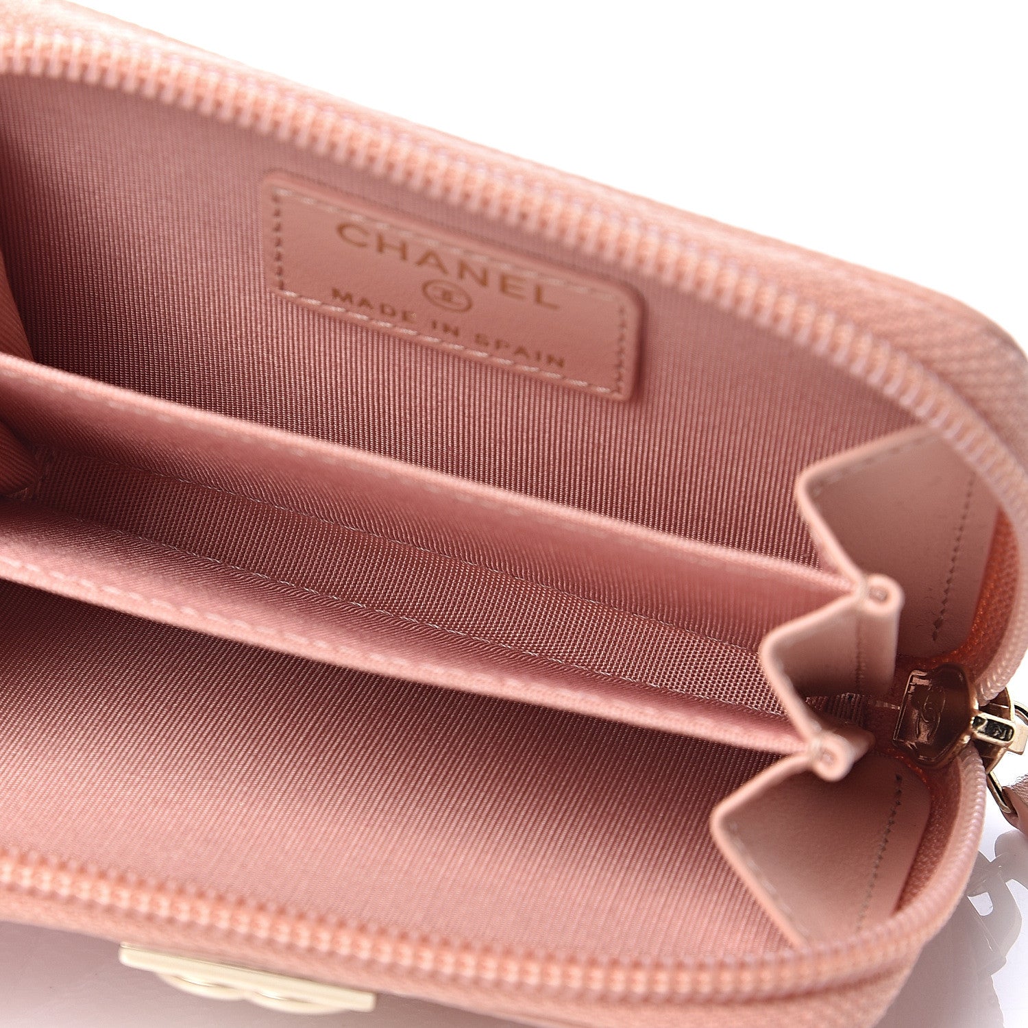 Chanel Caviar Quilted Boy Zip Around Coin Purse Wallet Light Pink 4 of 6
