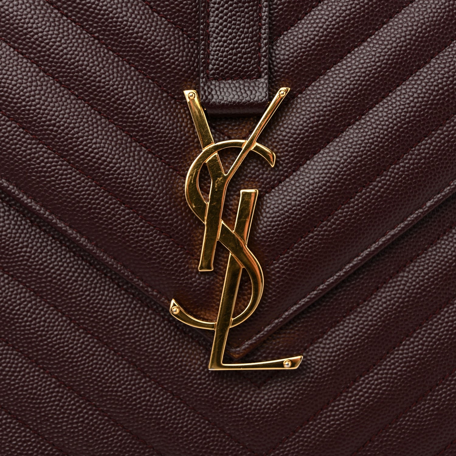 Saint Laurent Grain De Poudre Matelasse Chevron Large Monogram Satchel Rouge Legion 11 of 13