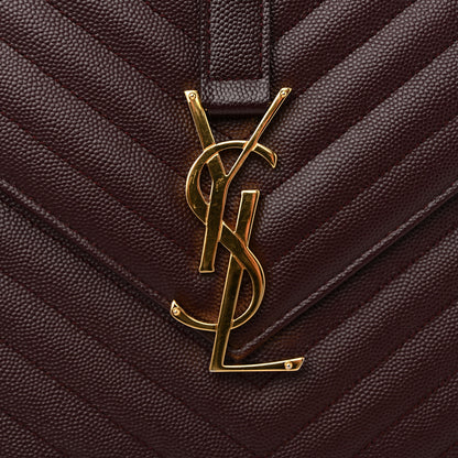 Saint Laurent Grain De Poudre Matelasse Chevron Large Monogram Satchel Rouge Legion 11 of 13