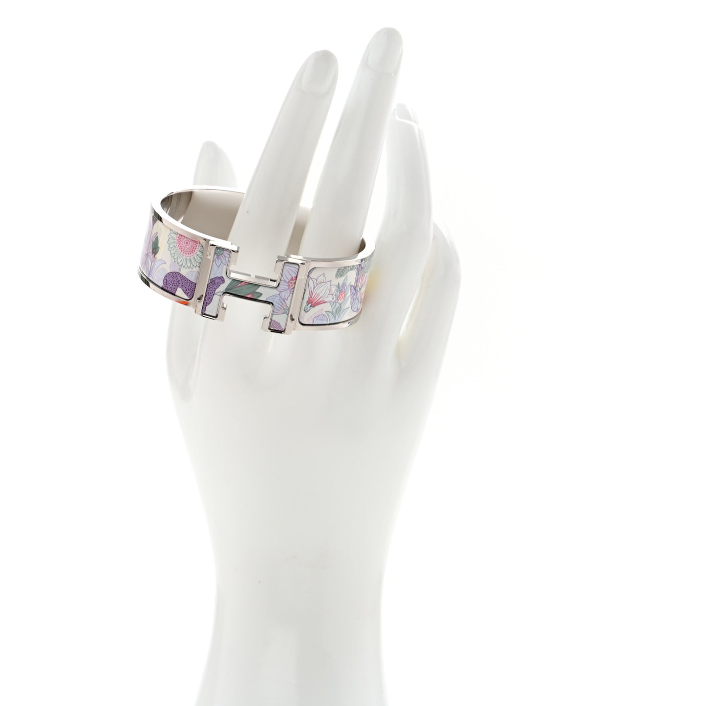 Enamel Printed Wide Precious Paradise Clic Clac H Bracelet PM Jasmin