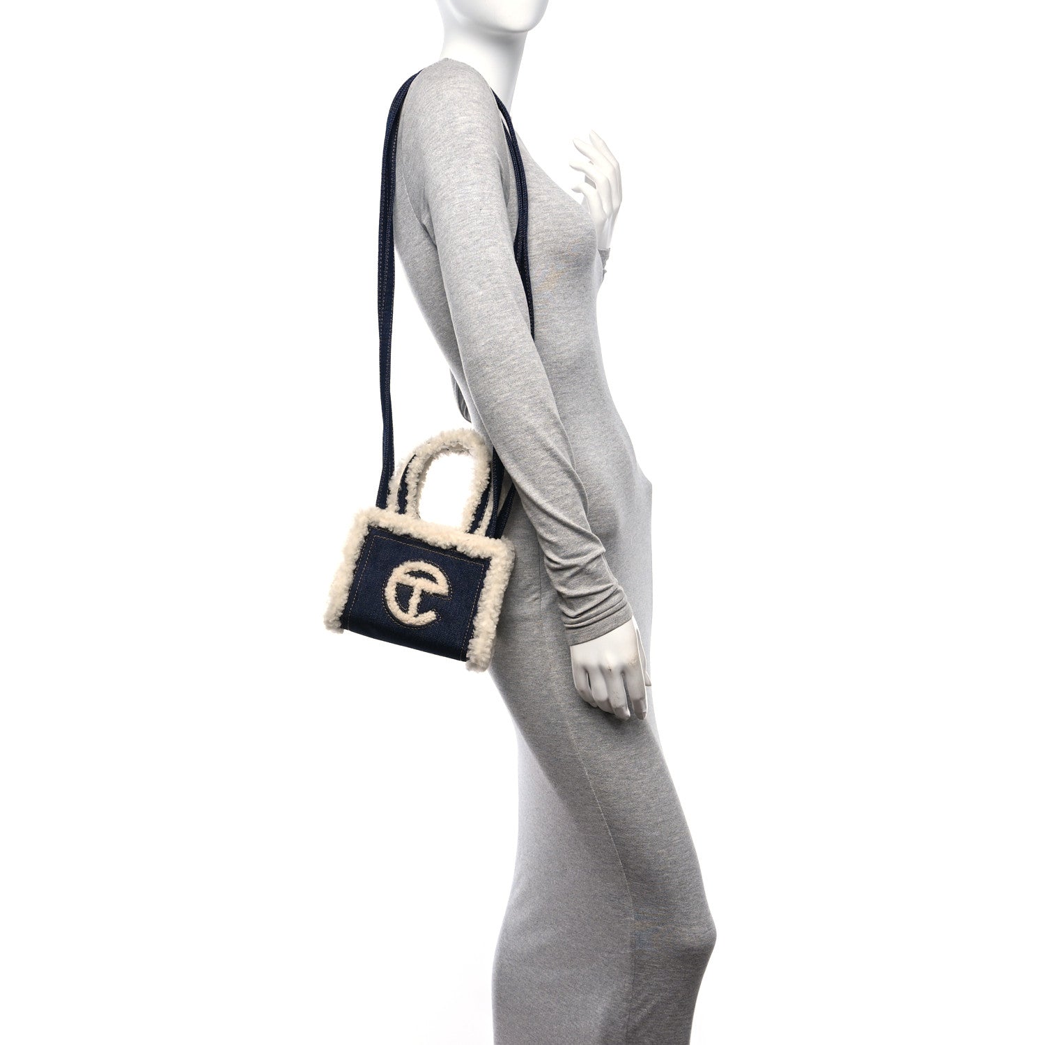 Telfar X UGG Denim Shearling Small Shopping Bag Raw Denim 2 of 12