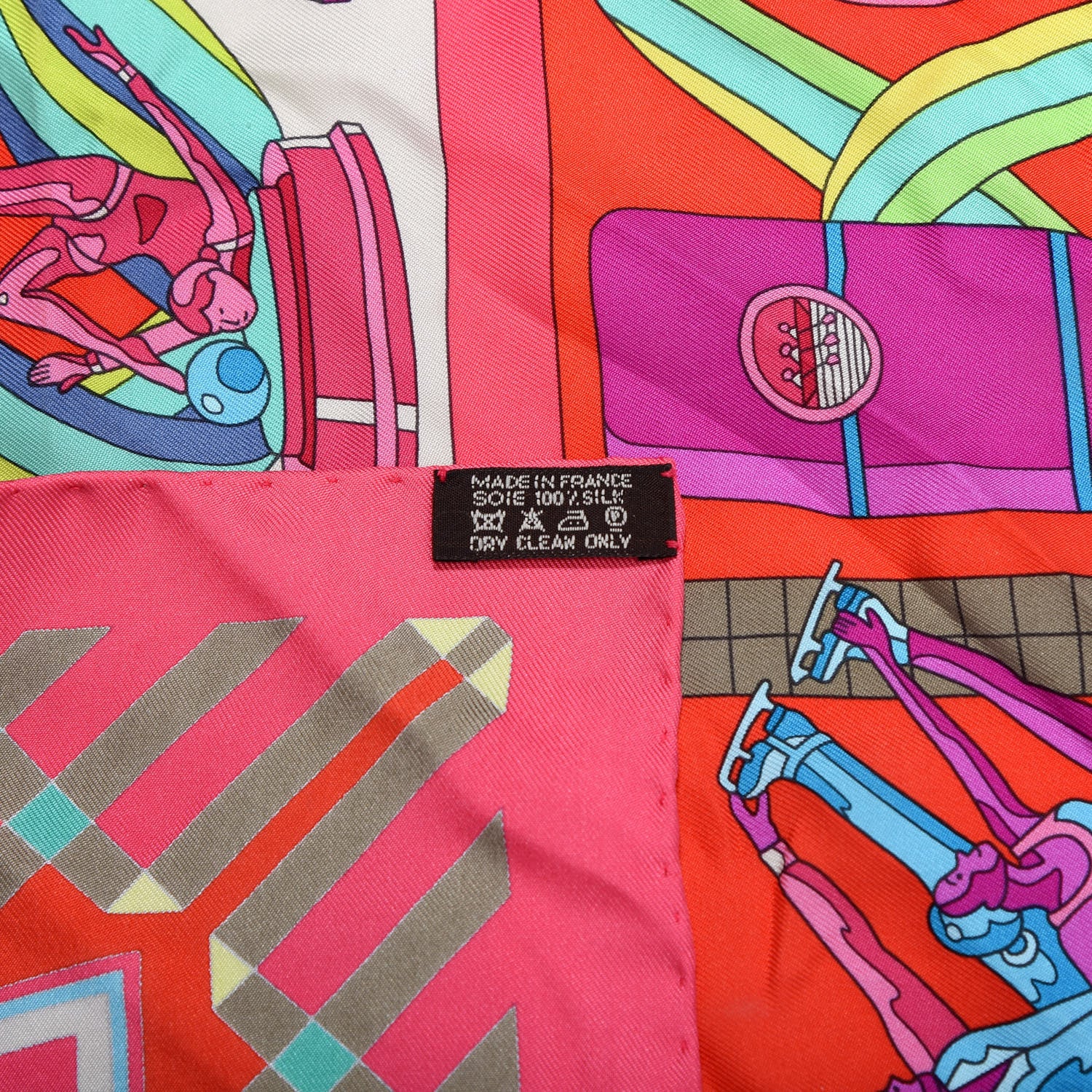 Hermes Silk Les Trophees Scarf 90 Rose Vif Rouge Turquoise 5 of 5