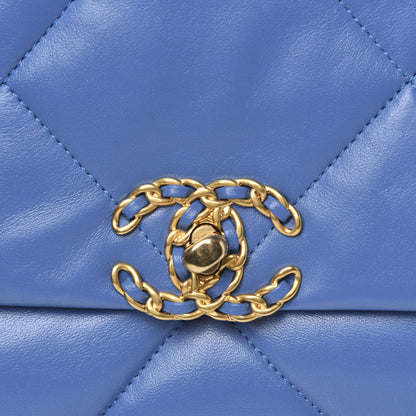 Chanel Lambskin Quilted Medium 19 Flap Blue 10 of 11