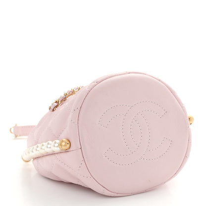 Chanel Calfskin Quilted Pearl Mini About Pearls Drawstring Bucket Light Pink 4 of 10