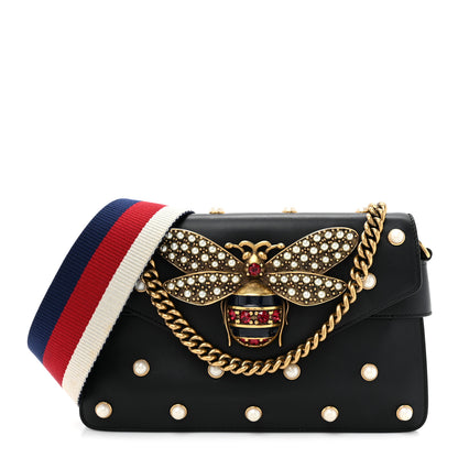 Gucci Nappa Pearl Studded Mini Queen Margaret Broadway Shoulder Bag Black 1 of 12