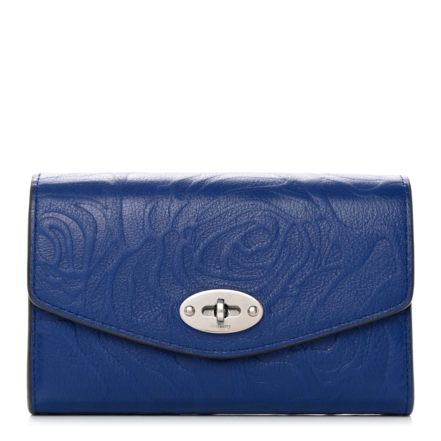 Silky Calf Flower Embossed Darley Wallet Pigment Blue