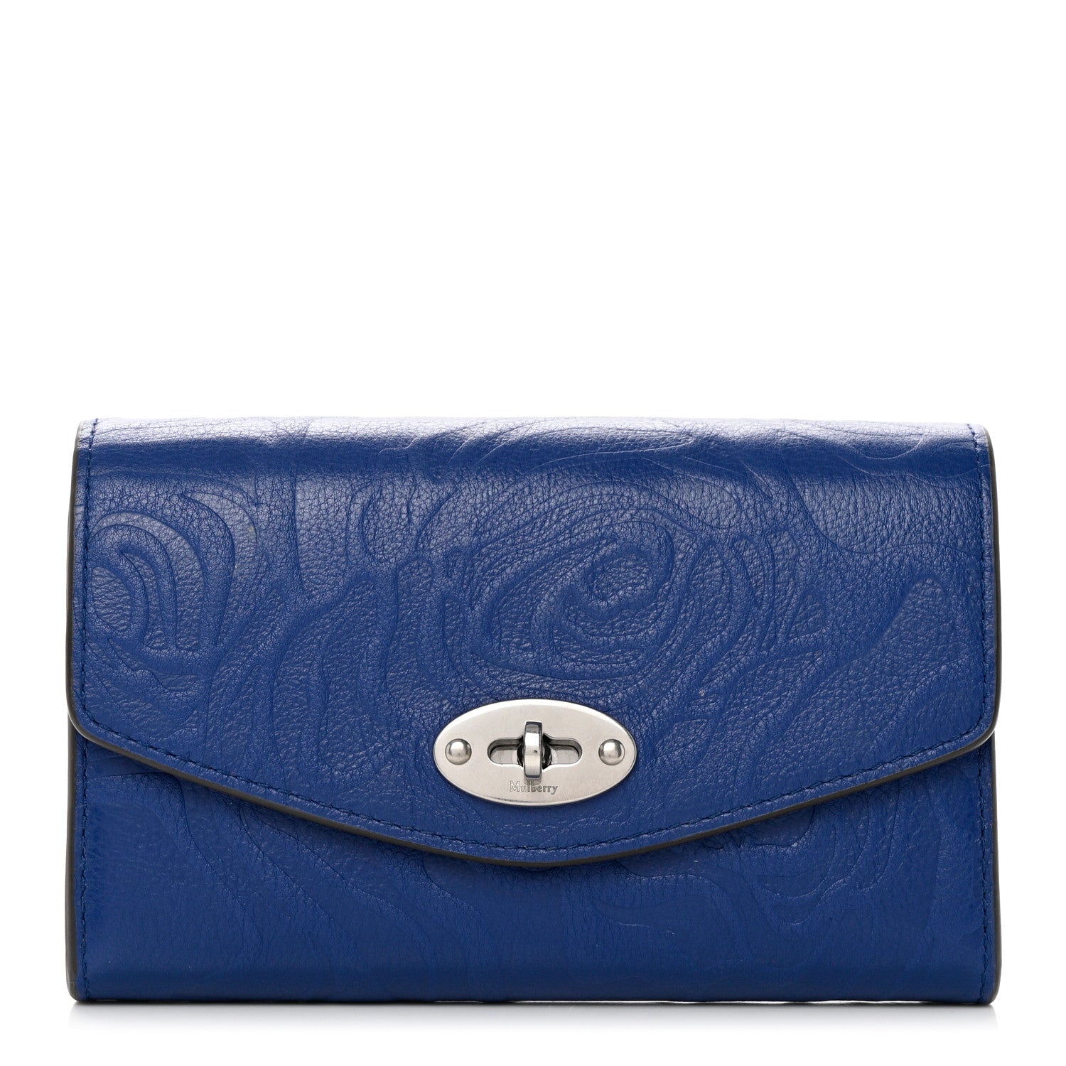 Mulberry Silky Calf Flower Embossed Darley Wallet Pigment Blue 1 of 8