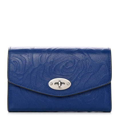 Mulberry Silky Calf Flower Embossed Darley Wallet Pigment Blue 1 of 8
