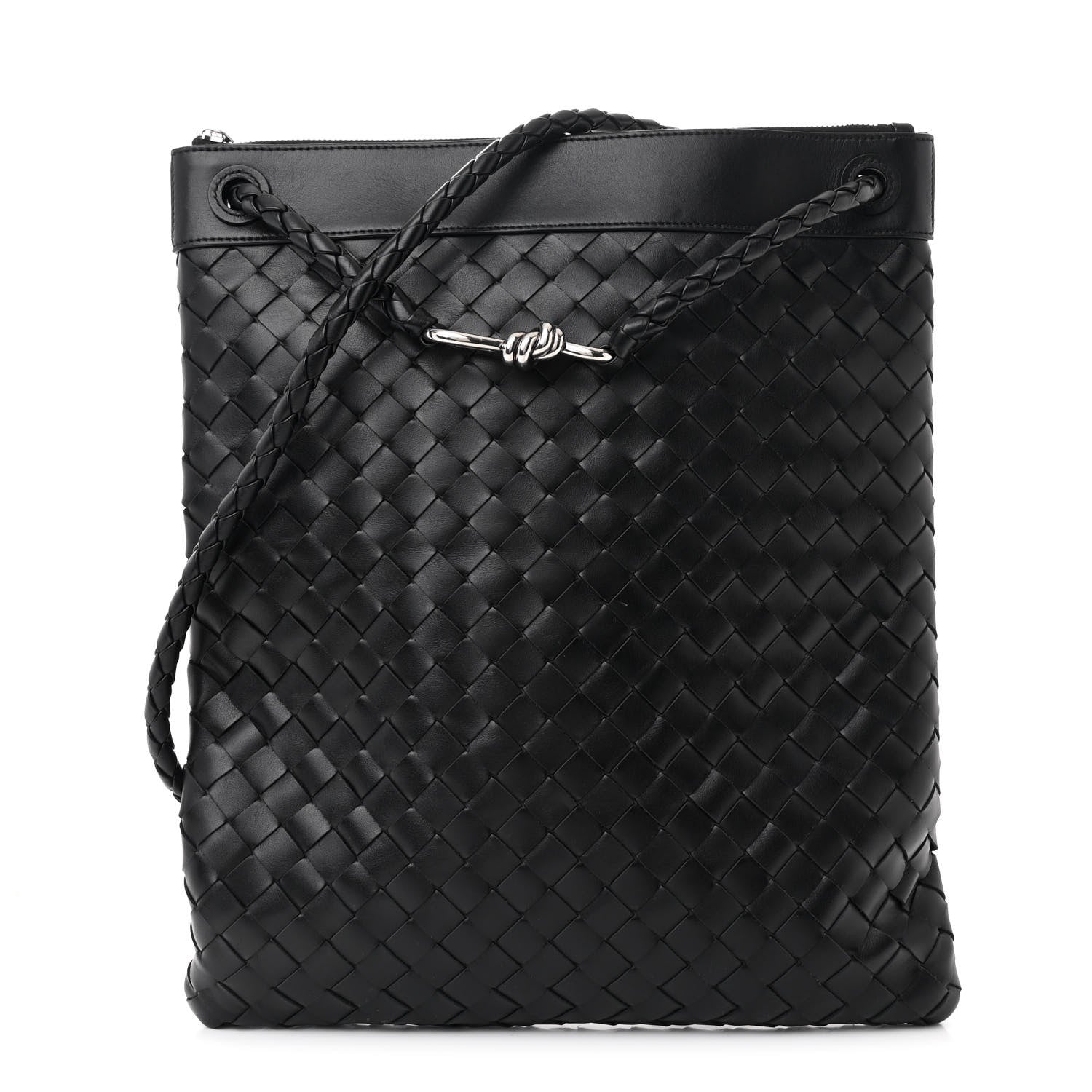 Bottega Veneta Nappa Intrecciato Andiamo Flat Messenger Black 1 of 10