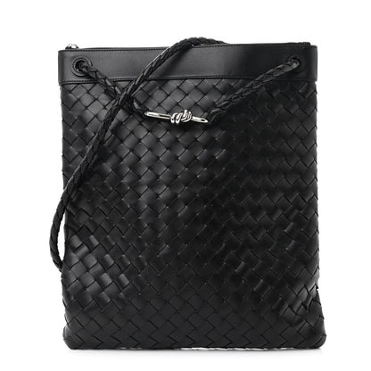 Bottega Veneta Nappa Intrecciato Andiamo Flat Messenger Black 1 of 10