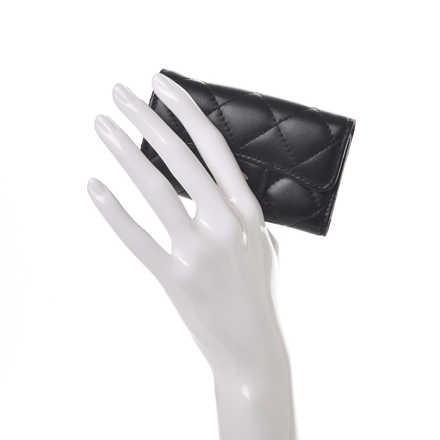 Chanel Lambskin Quilted 6 Key Holder Black 2 of 9