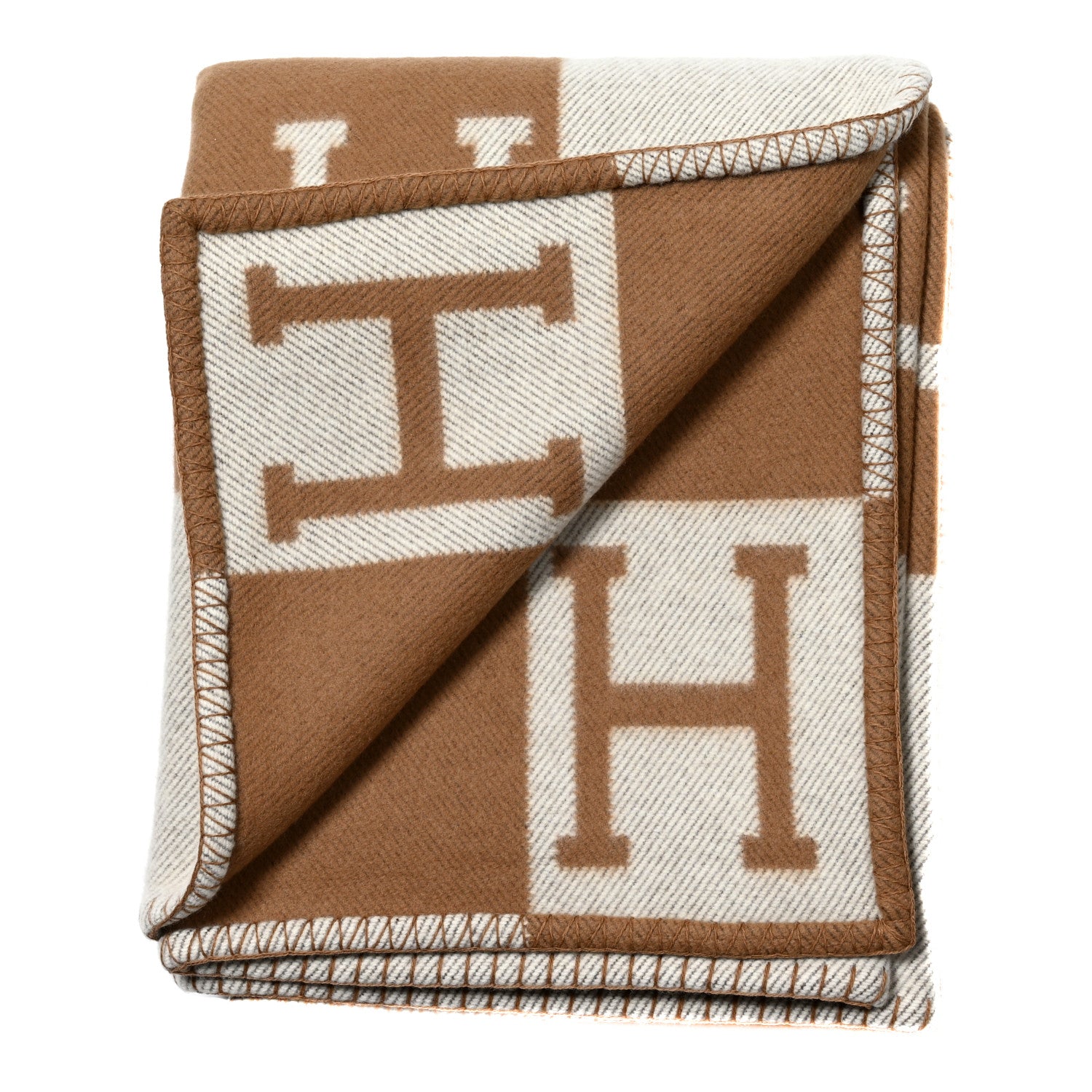 Hermes Wool Cashmere Avalon Blanket Ecru Camel 2 of 3