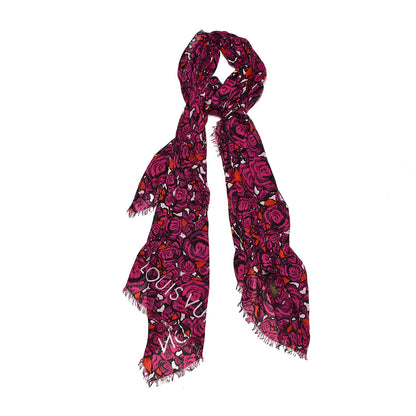 Louis Vuitton Modal Silk Rock'n'Roses Stole Berry 1 of 6