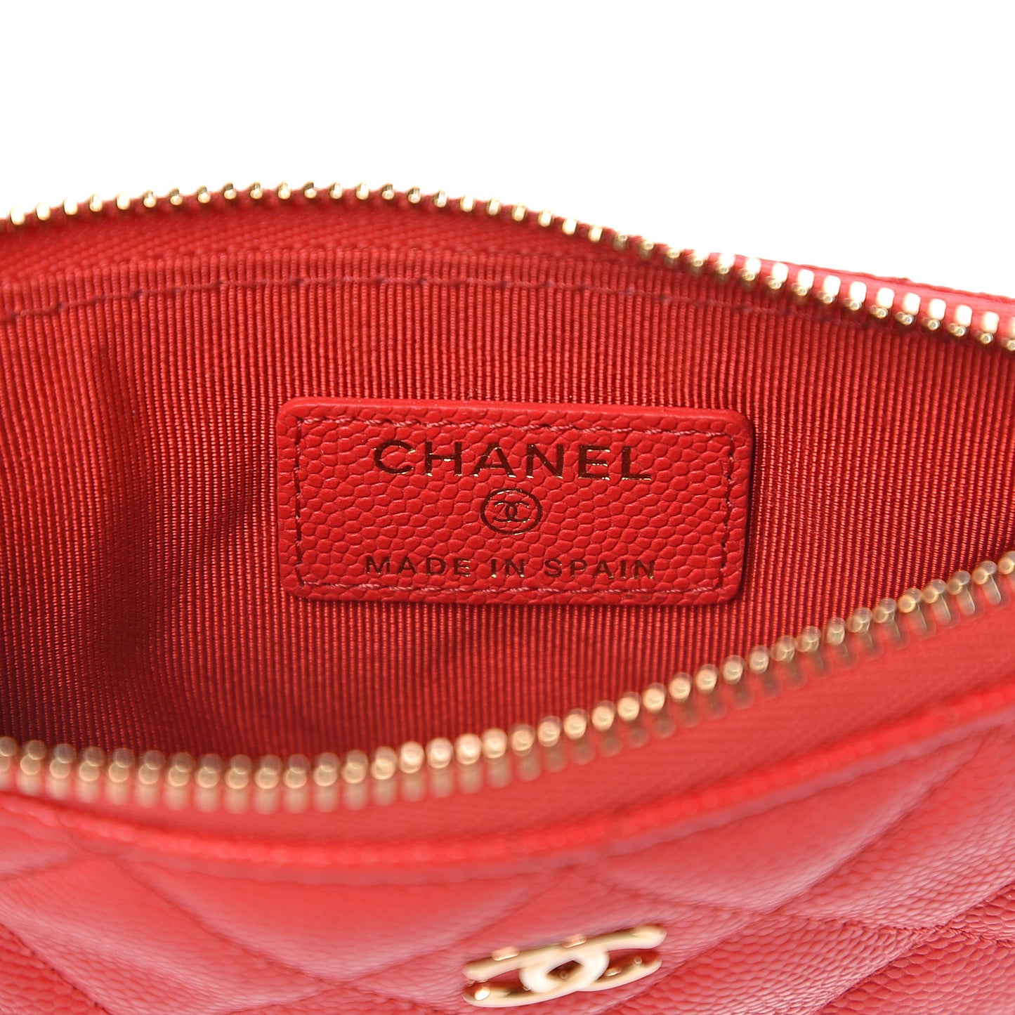 Caviar Quilted Small Cosmetic Case Red