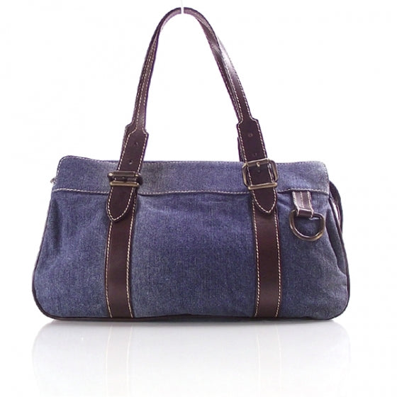 Fendi Denim Buckle Strap Shoulder Bag Blue 1 of 9