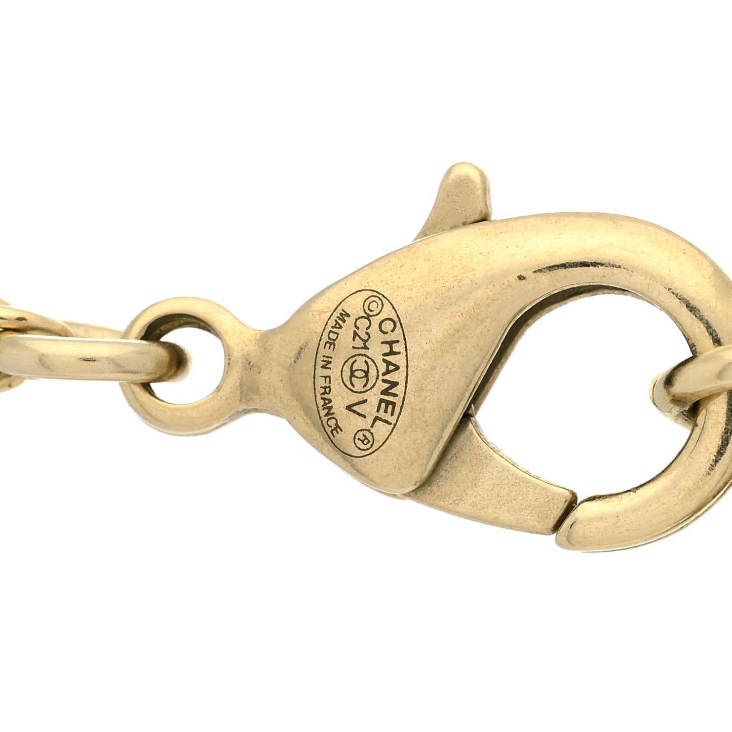 Pearl CC Round Pendant Necklace Gold