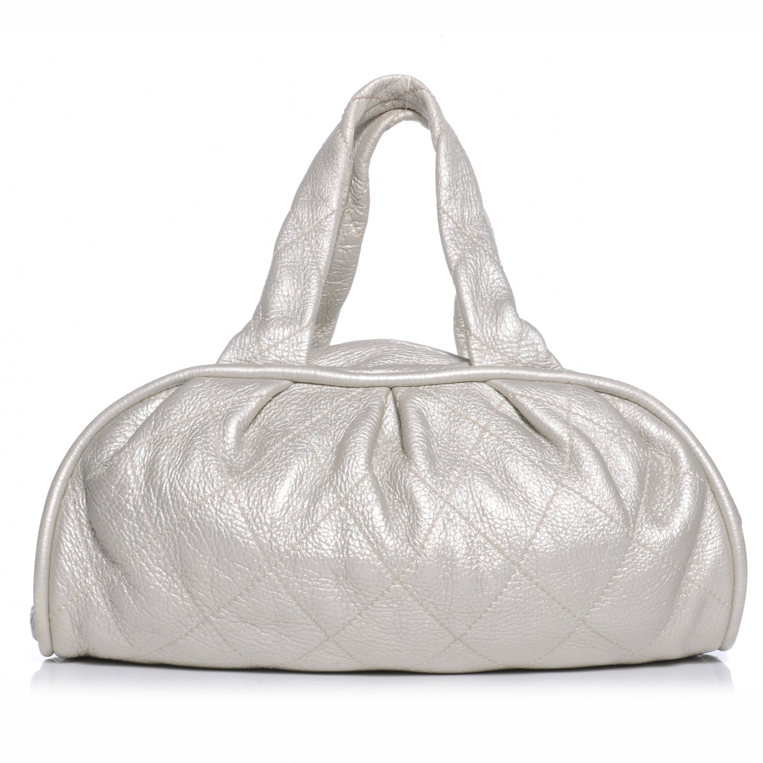 Chanel Metallic Deerskin Stitched Bowler Grey 1 of 7