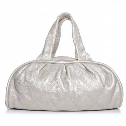 Chanel Metallic Deerskin Stitched Bowler Grey 1 of 7