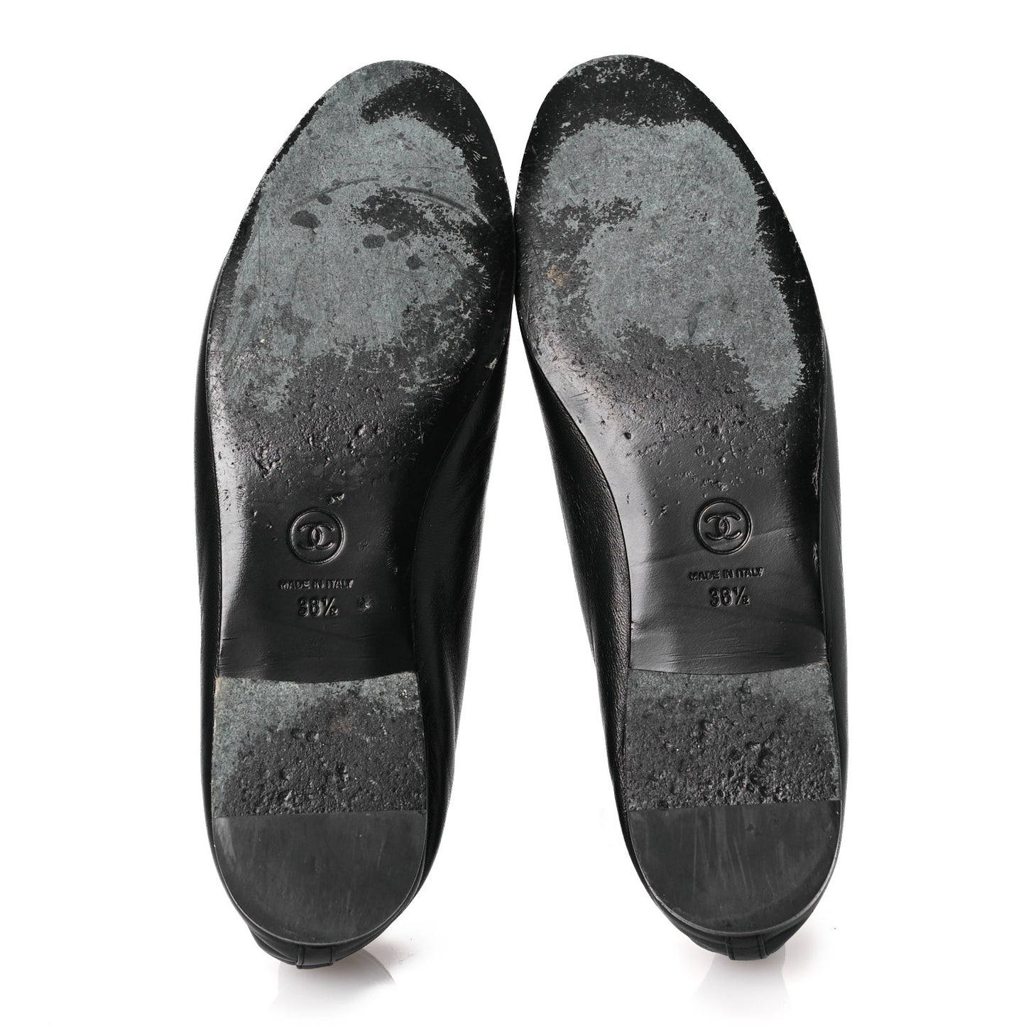 Lambskin Patent Cap Toe Ballerina Flats 38.5 Black