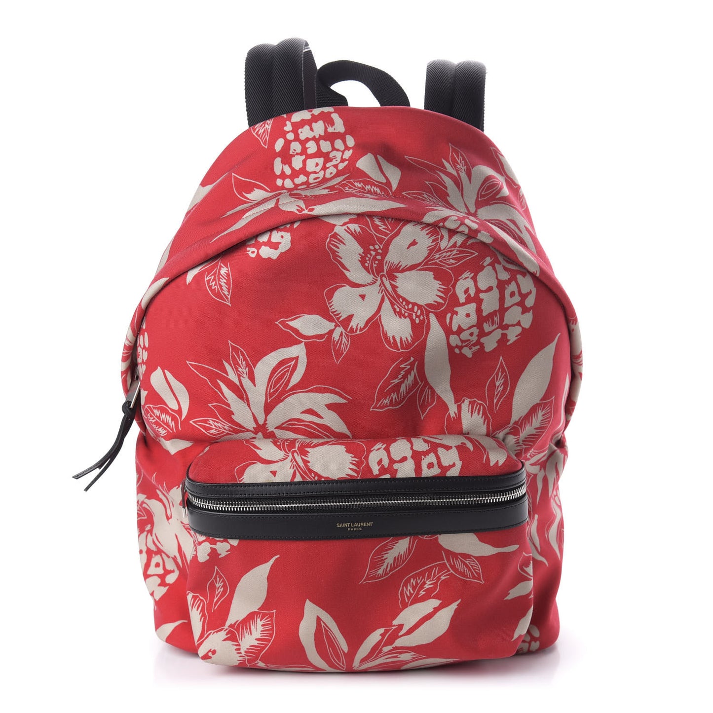 Canvas Hawaiian Hibiscus Print City Backpack Red Ivory