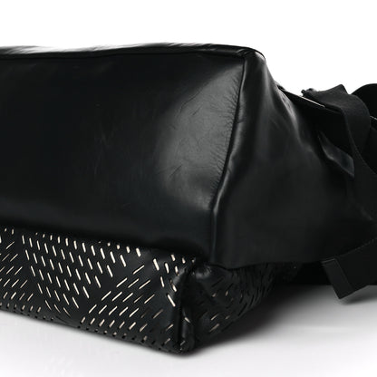 Bottega Veneta Smooth Calfskin Perforated Messenger Crossbody Bag Black 7 of 9