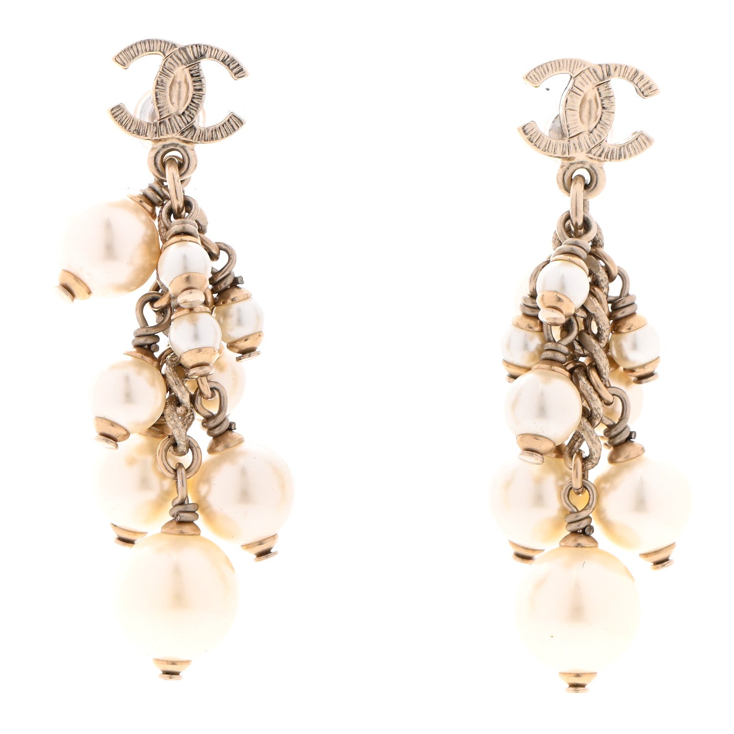 Chanel Pearl CC Drop Earrings Gold 1 of 6