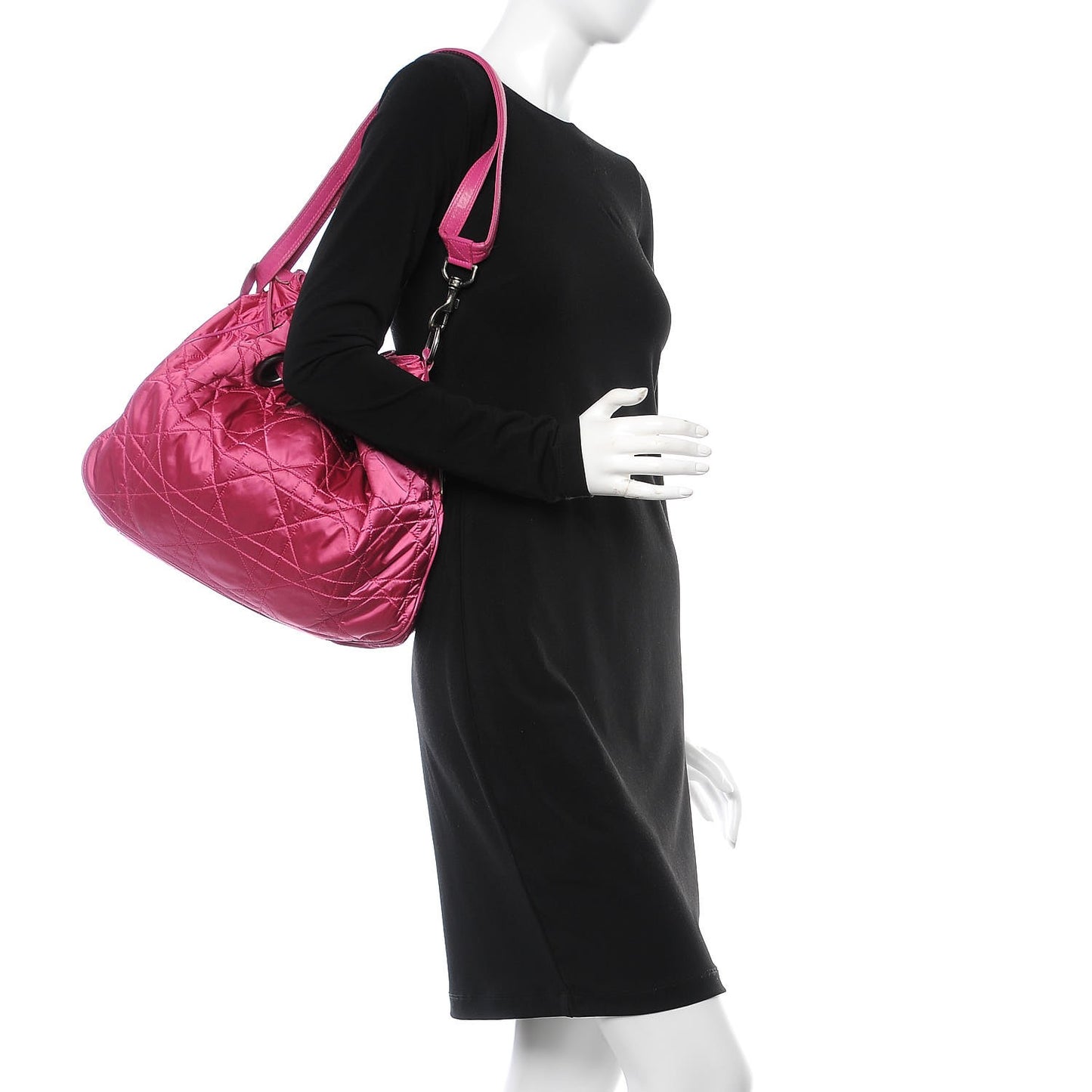 Satin Cannage Drawstring Bag Pink