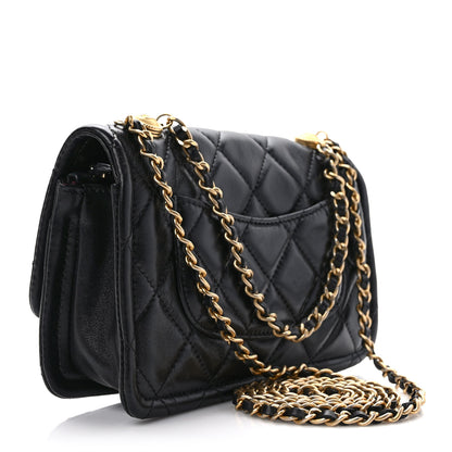 Chanel Shiny Lambskin Flap Clutch With Chain Black 3 of 11