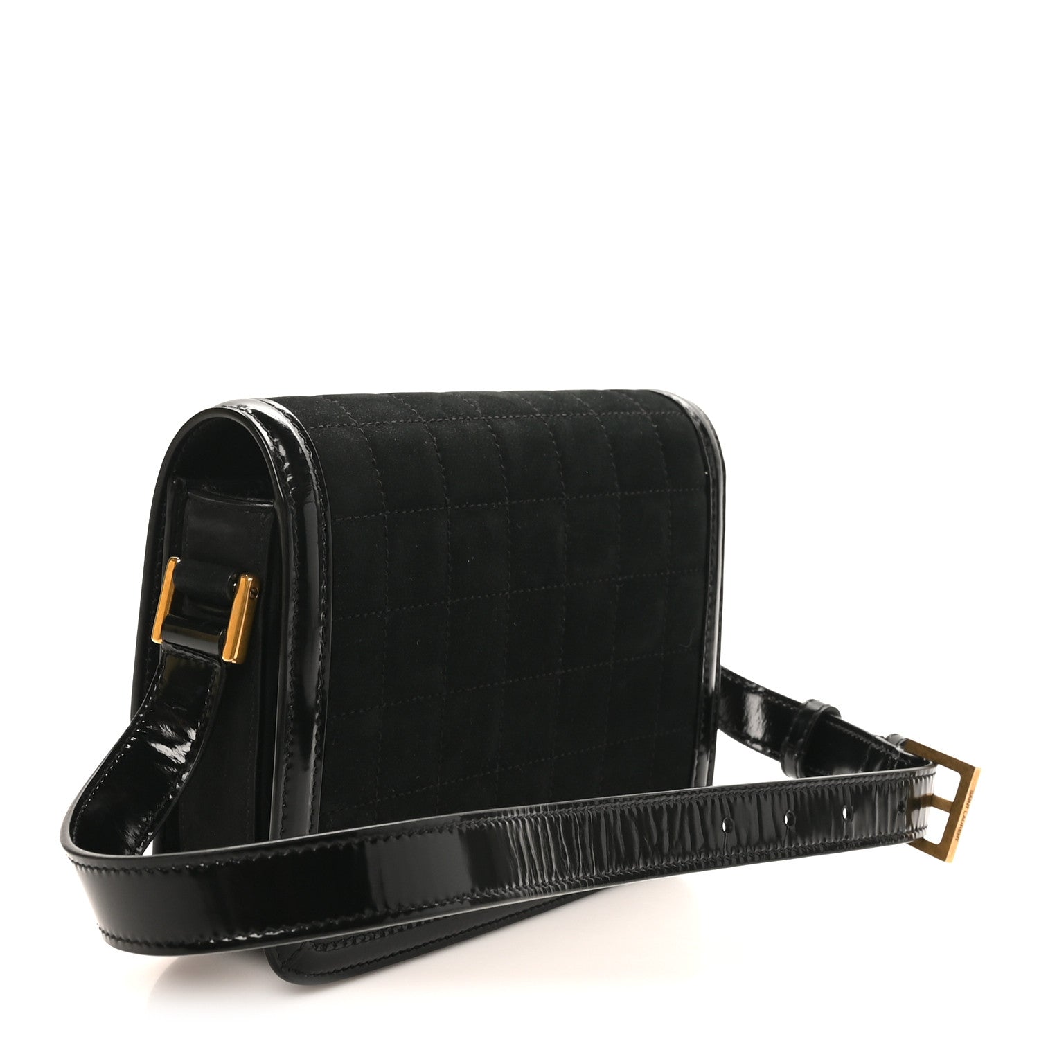 Saint Laurent Suede Quilted Monogram Small Solferino Satchel Black 3 of 9