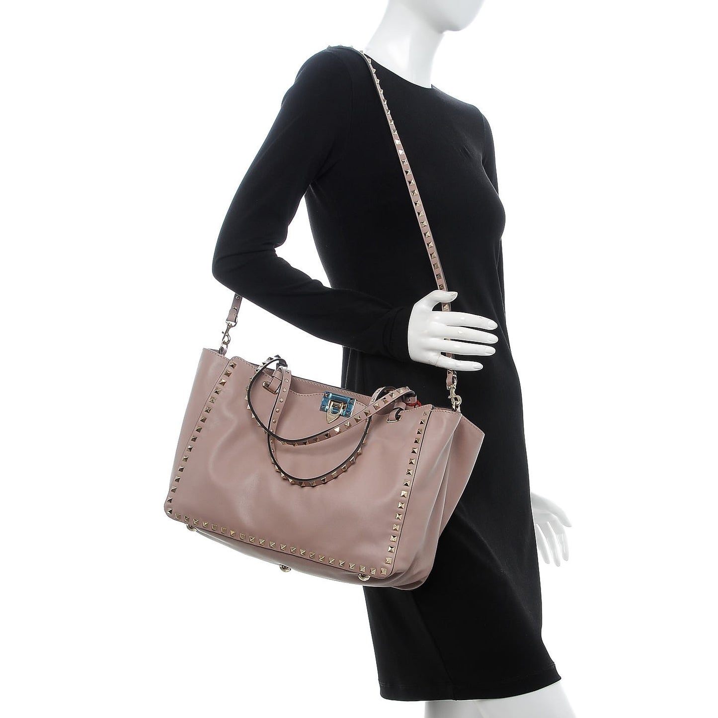 Vitello Medium Rockstud Tote Poudre