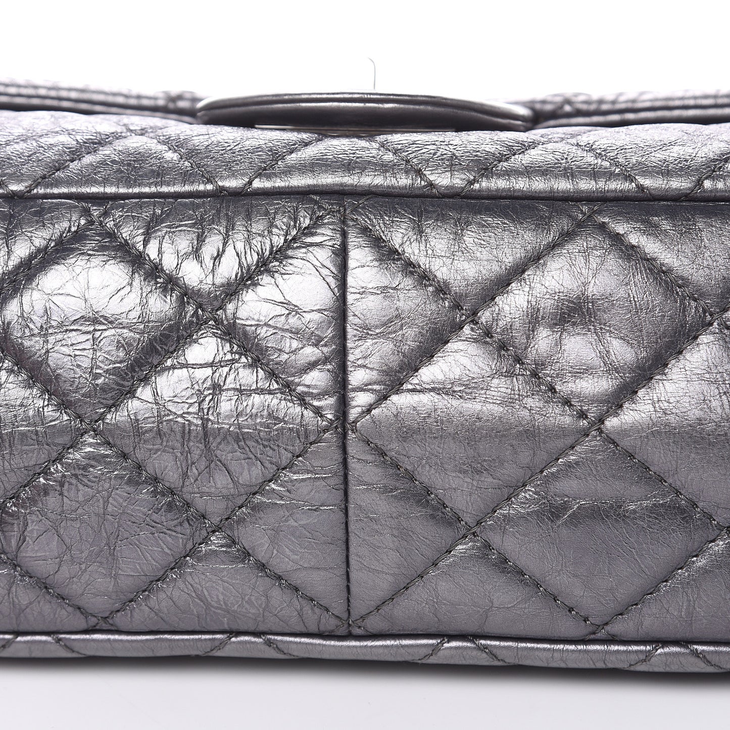 Metallic Aged Calfskin Quilted 2.55 Reissue 227 Flap Dark Silver