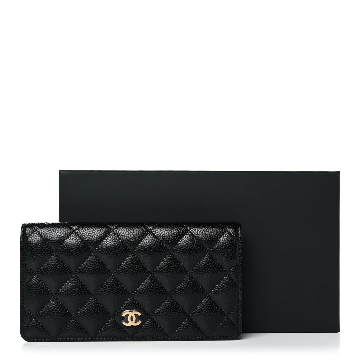 Caviar Quilted Yen Wallet Black