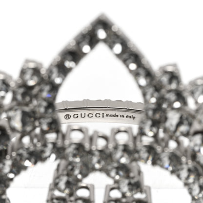 Gucci Metal Crystal Interlocking G Flower Ring M Silver 4 of 6