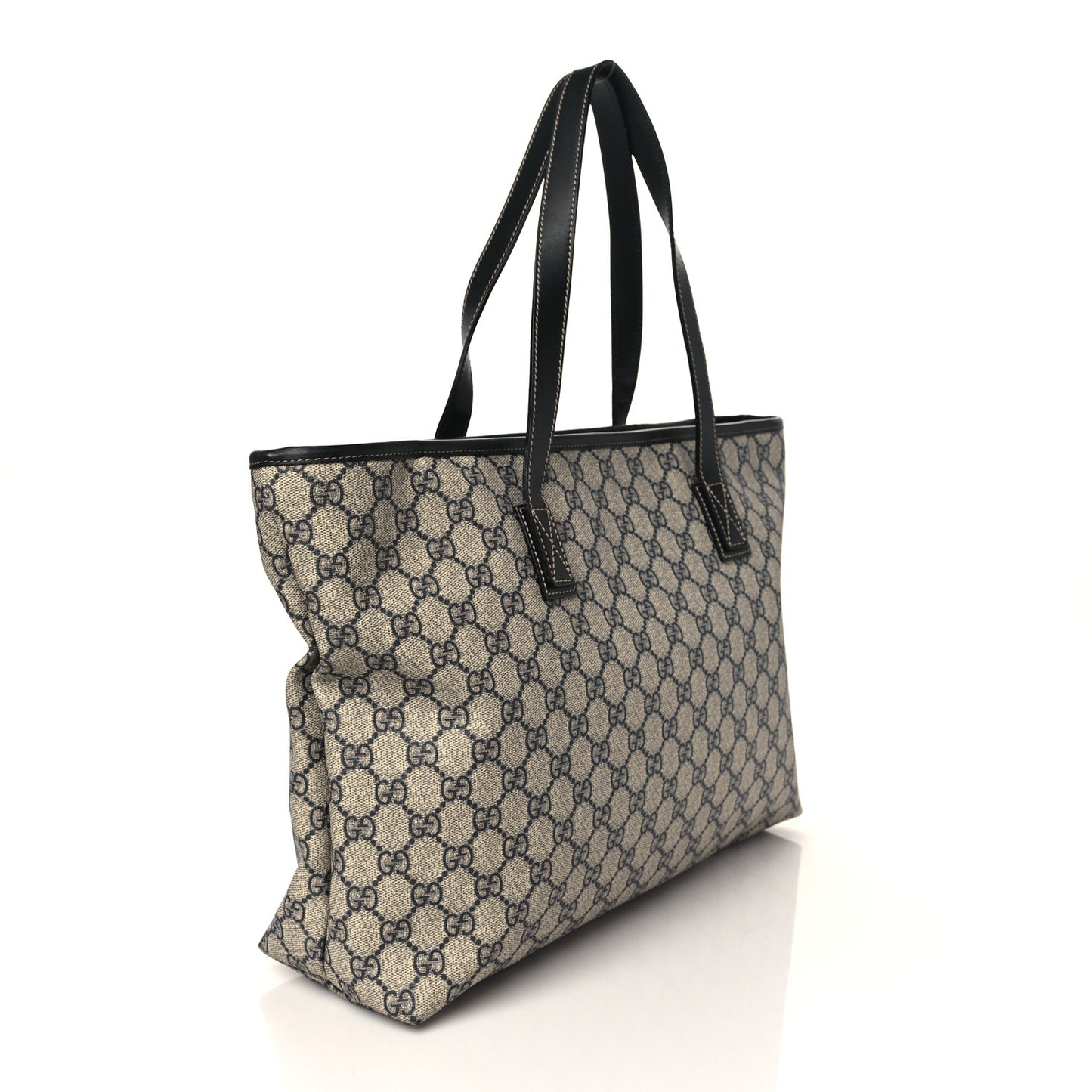 GG Supreme Monogram Medium Zippered Shopping Tote Navy
