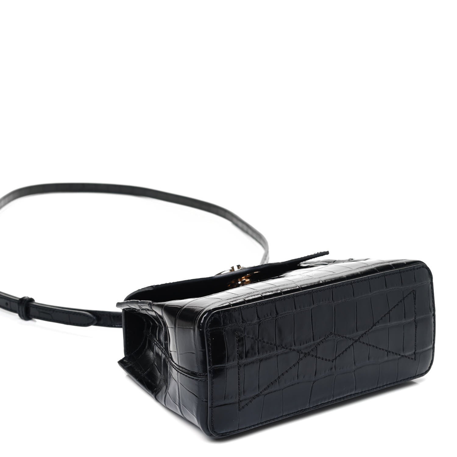 Mulberry Shiny Croc Calfskin Embossed Micro Seaton Black 5 of 9