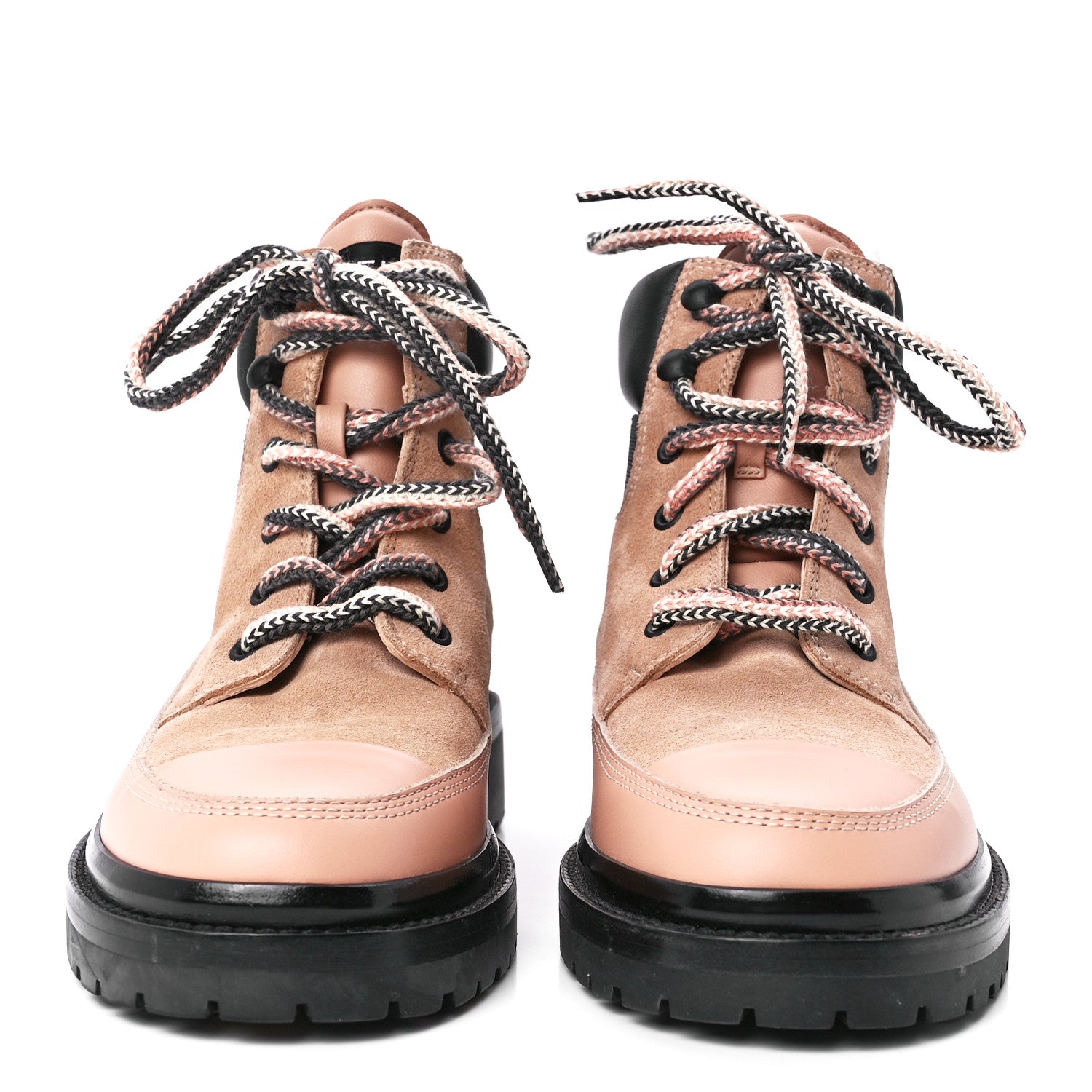 Chanel Suede Calfskin Lace Up Boots 37.5 Pink 2 of 8