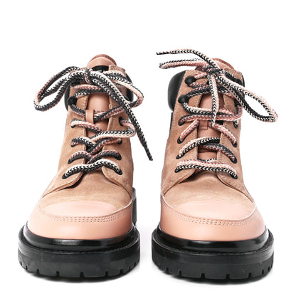 Chanel Suede Calfskin Lace Up Boots 37.5 Pink 2 of 8