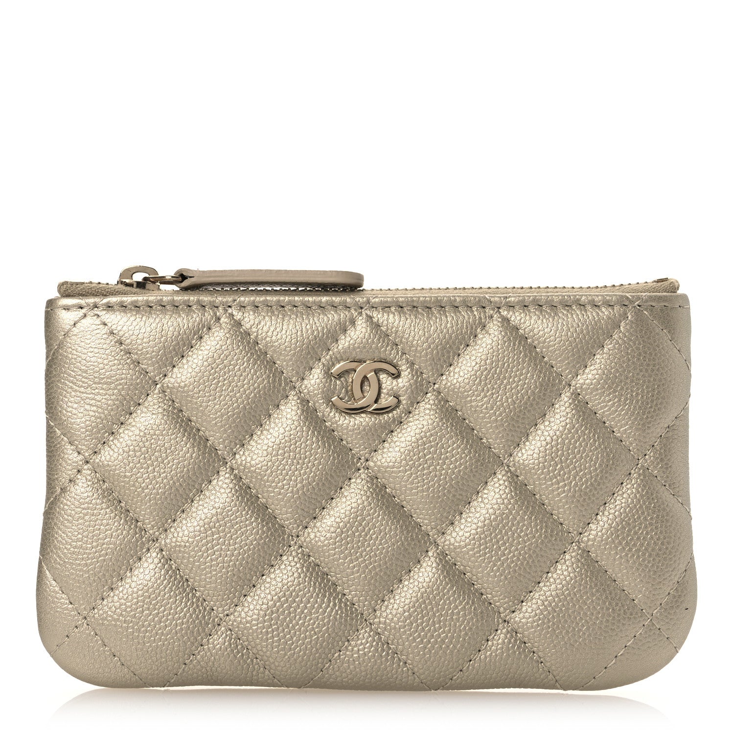Chanel Metallic Caviar Quilted Small Cosmetic Case Gold 1 of 7
